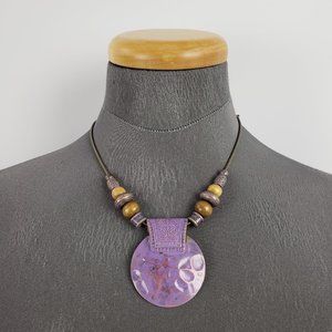Boho Purple Beaded Pendant Necklace